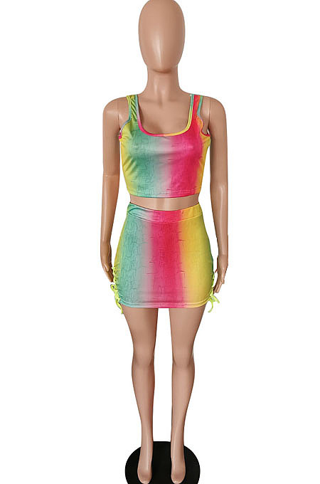 Sexy Rainbow Vest Mesh Two-Piece MLL164