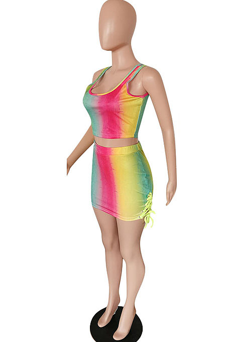 Sexy Rainbow Vest Mesh Two-Piece MLL164