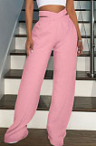 Fashion Pure Color Double Waistband Sport Casual Wide-Legged Pants GL6361