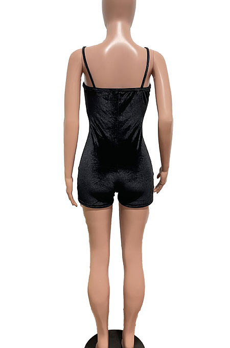 Hollow Out Sexy Cultivate One's Morality Velvet Gallus Romper Shorts R6421