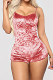 Hollow Out Sexy Cultivate One's Morality Velvet Gallus Romper Shorts R6421