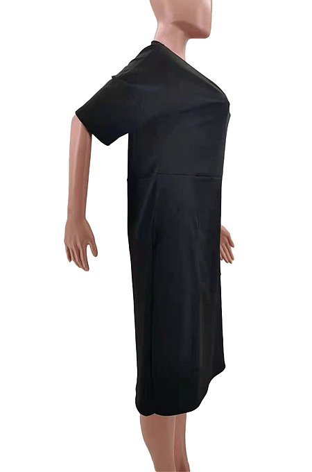 Fashion Loose V Neck Prue Color Casual Dresses TK6153