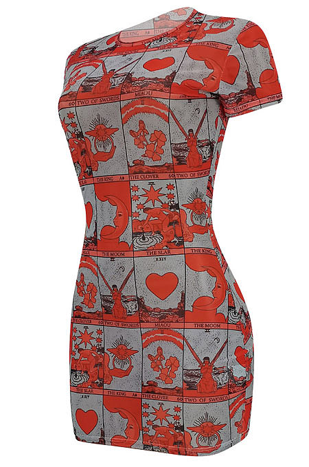 Fashion Sexy Printing Net Yarn Mini Dress FFE092