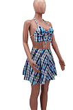 Fashion Personality Plaid Two-Piece Pleated Skirt HHM6502