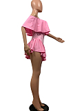 Fashion Prue Color Irregularity Pleated Halterneck Dresses OEP6262