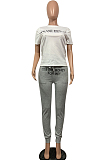Spring Summer Casual Letter Print Two-Piece OEP6250