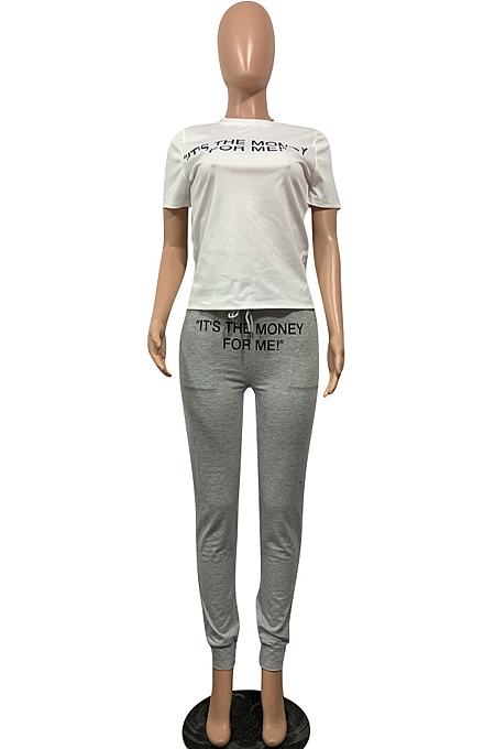 Spring Summer Casual Letter Print Two-Piece OEP6250