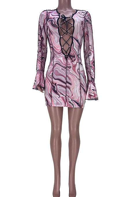 Trendy Casual Personality Hollow Out Mini Dress MDF5224