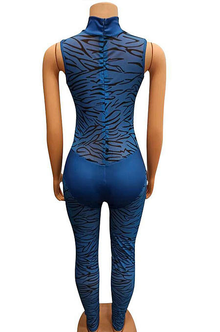 Women Net Yarn Perspective Spliced Sexy Bodycon Jumpsuits FA7170