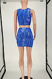 Fashion Women Printing Sleeveless Skirts Sets NL6045