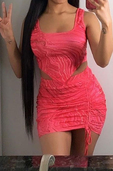 Fashion Women Printing Sleeveless Skirts Sets NL6045