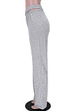 Fashion Pure Color Double Waistband Sport Casual Wide-Legged Pants GL6361