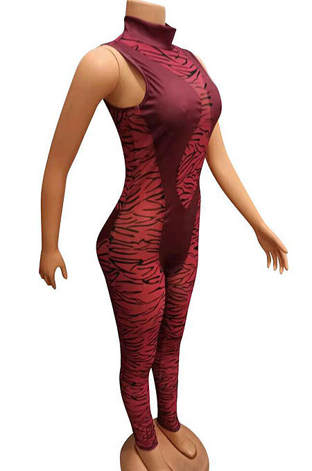 Women Net Yarn Perspective Spliced Sexy Bodycon Jumpsuits FA7170