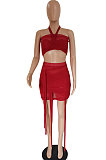 Bandeau Bra Mini Skirt Irregular Bind Net Yarn Perspective Sexy Club Suits Skirts Sets DY6997