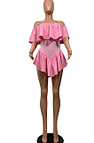 Fashion Prue Color Irregularity Pleated Halterneck Dresses OEP6262