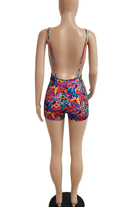 Butterfly Angel Printing Sexy Gallus Romper Shorts DY6648