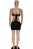 Bandeau Bra Halterneck Knotted Strap Hollow Out Skirts Sets MN8346