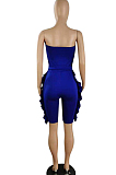 Fashion Prue Color Flounce Boob Tube Top Jumpsuits E8573