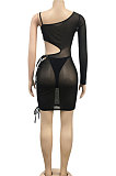 Fashion Sexy Net Yarn Perspective Bind Mini Dress XZ5086
