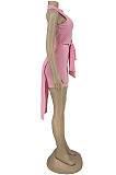 Pure Color Higt Elestic After Short Before Long Shorts Two-Piece HY5212
