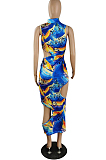 Fashion Sleeveless Print Sexy Hollow Out Dresses E8570
