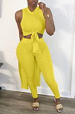 Pure Color Higt Elestic After Short Before Long Two-Piece HY5220