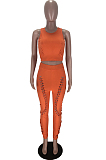 Fashion Pure Color Hurnt Flowers Cultivate One's Morality Two-Piece TZ10866