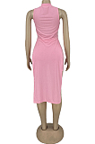 Pure Color Higt Elestic After Short Before Long Shorts Two-Piece HY5212
