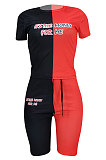 Short Sleeve Color Matching Fashion Casual Two-Pieces FFE095