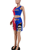 Fashion Casual Printing Sport Color Matching Two-Pieces PU6068