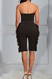 Fashion Prue Color Flounce Boob Tube Top Jumpsuits E8573