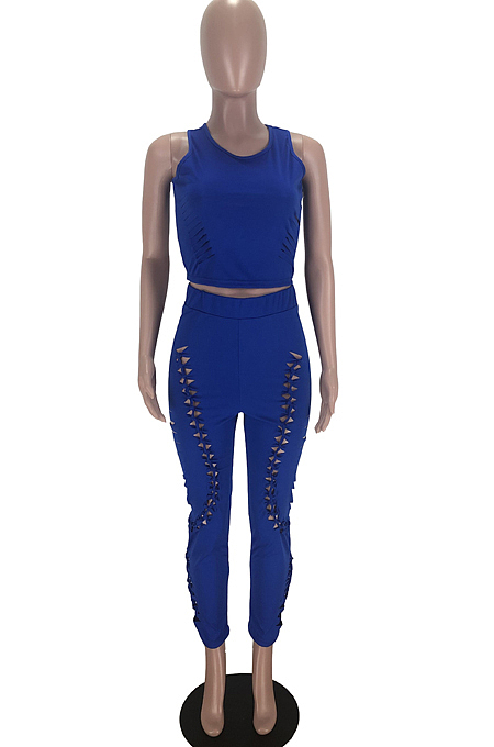 Fashion Pure Color Hurnt Flowers Cultivate One's Morality Two-Piece TZ10866