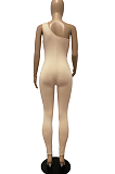 Sexy One Shoulder Sleeveless Carry Buttock Sport Jumpsuits FH130