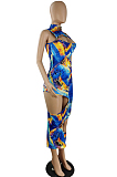 Fashion Sleeveless Print Sexy Hollow Out Dresses E8570