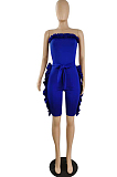 Fashion Prue Color Flounce Boob Tube Top Jumpsuits E8573