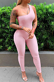 Sexy One Shoulder Sleeveless Carry Buttock Sport Jumpsuits FH130