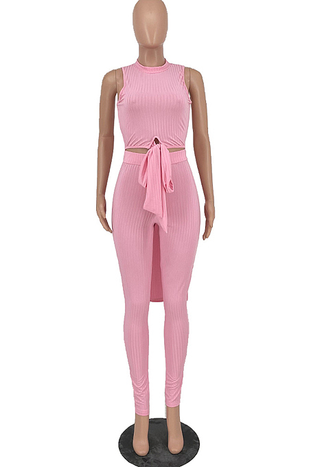 Pure Color Higt Elestic After Short Before Long Two-Piece HY5220