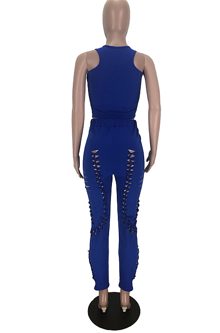 Fashion Pure Color Hurnt Flowers Cultivate One's Morality Two-Piece TZ10866