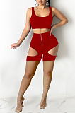 Fashion Sexy Hollow Out Prue Color Vest Sleeve Suits TZ1186