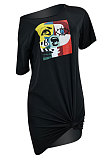 Euramerican Women Casual Trendy Printing Midi Dress FFE107