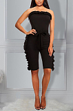 Fashion Prue Color Flounce Boob Tube Top Jumpsuits E8573