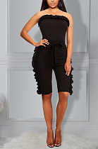 Fashion Prue Color Flounce Boob Tube Top Jumpsuits E8573