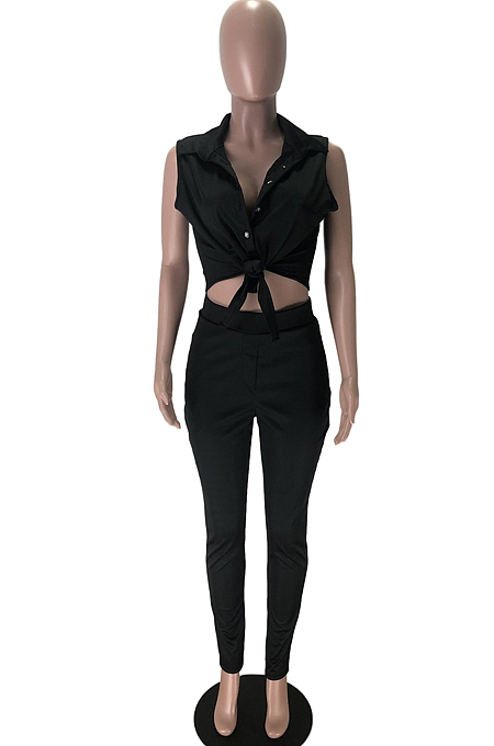 Fashion Pure Color Sleeveless Two-Piece TZ10867