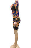 Sexy Net Yarn Perspective Bind Tight Long Sleeve Mini Dress XZ5071