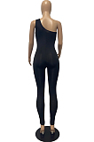 Sexy One Shoulder Sleeveless Carry Buttock Sport Jumpsuits FH130