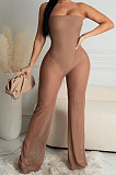 Women Net Yarn Double Bandeau Bra Wide Leg Jumpsuits CY1320