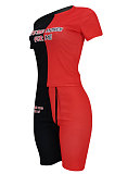 Short Sleeve Color Matching Fashion Casual Two-Pieces FFE095