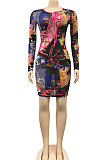 Sexy Net Yarn Perspective Bind Tight Long Sleeve Mini Dress XZ5071