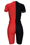 Short Sleeve Color Matching Fashion Casual Two-Pieces FFE095