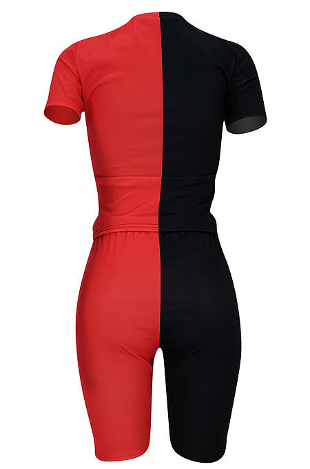 Short Sleeve Color Matching Fashion Casual Two-Pieces FFE095